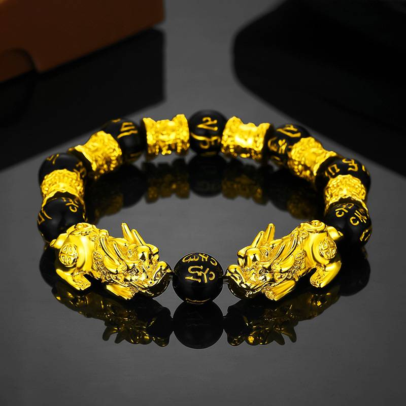 Vietnam velvet sand gold lucky brave Buddha beads bracelet male tiger eye agate obsidian wholesale bracelet_voghion.com
