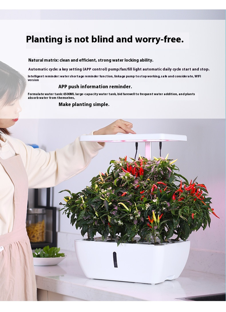 Máquina de plantio hidropônico inteligente com WIFI Equipamento hidropônico de vegetais domésticos Máquina de cultivo sem solo com luz de preenchimento doméstico_voghion.com