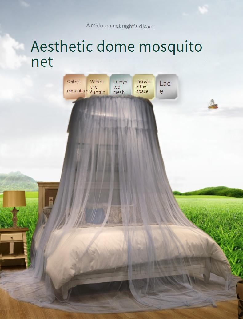 Black Dome Bed Curtain Mosquito Net Home Ceiling Princess Style Free Installation Double Bed 1.5 Meters 1.8_voghion.com