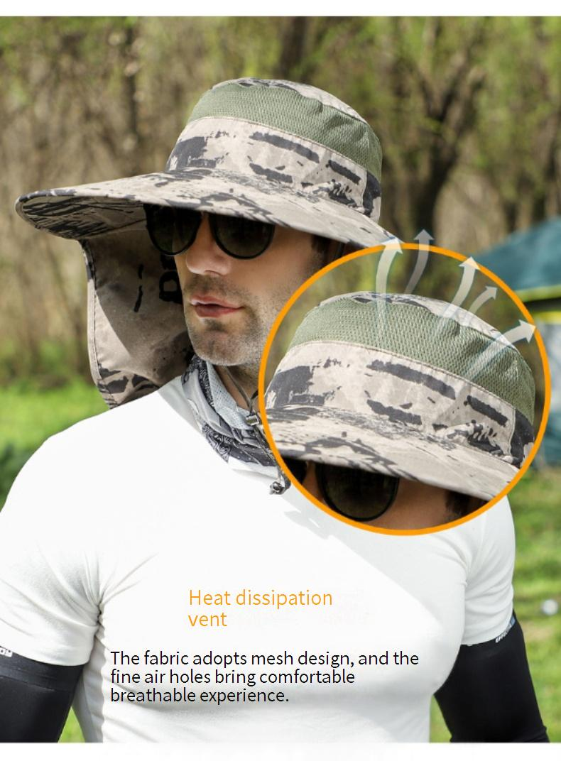 Cappello da sole unisex UPF 50+ con paranuca - Protezione UV per viaggi e pesca all'aperto in estate_voghion.com