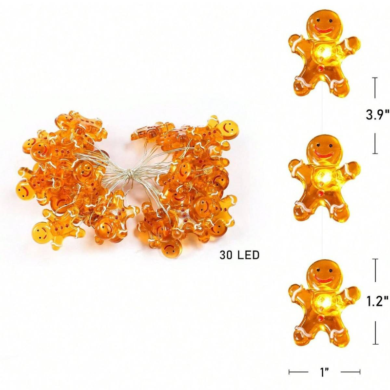 Luces LED de alambre de cobre, luces de colores, luces decorativas navideñas, alces navideños, copos de nieve, muñecos de nieve, guirnaldas de luces con cierre._voghion.com