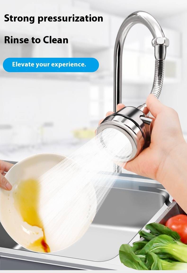 Aireador de grifo de alta presión de 3 modos: cabezal rociador ahorrador de agua de acero inoxidable plateado con control de flujo y antisalpicaduras._voghion.com