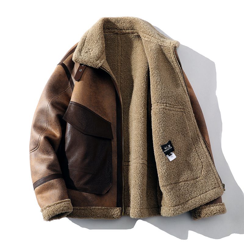 Giacca invernale da uomo in pelliccia sintetica e fodera in pile – vestibilità comoda, collo alto (marrone scuro, M-5XL)_voghion.com