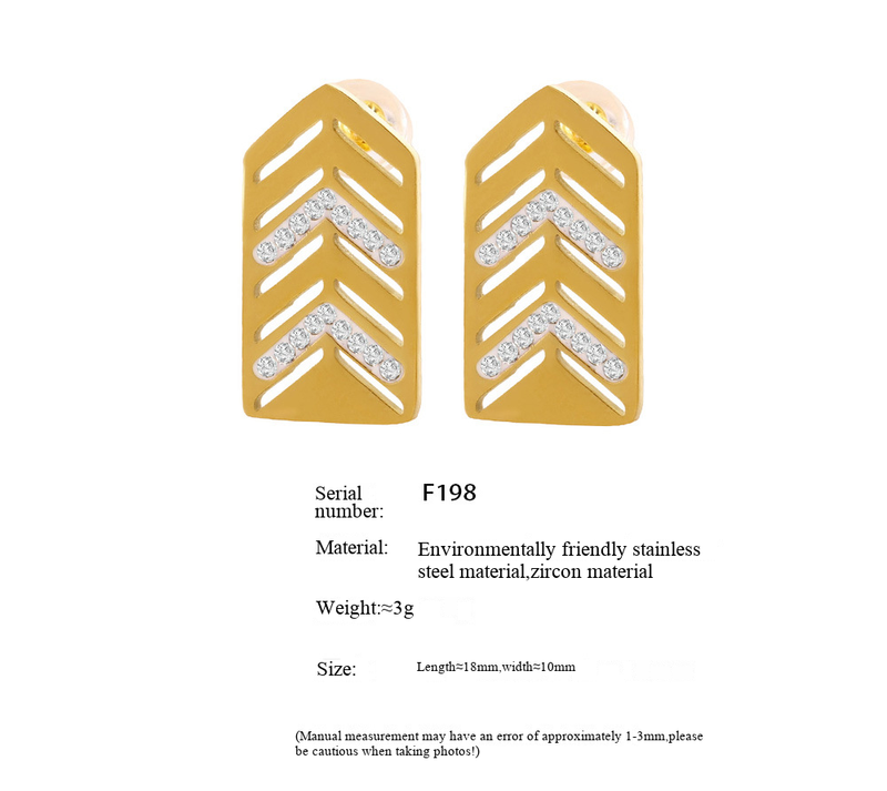 Orecchini Fangtang alla moda e personalizzati con zirconi cavi geometrici intarsiati, realizzati in acciaio inossidabile che non sbiadiscono e hanno un aspetto di alta qualità._voghion.com