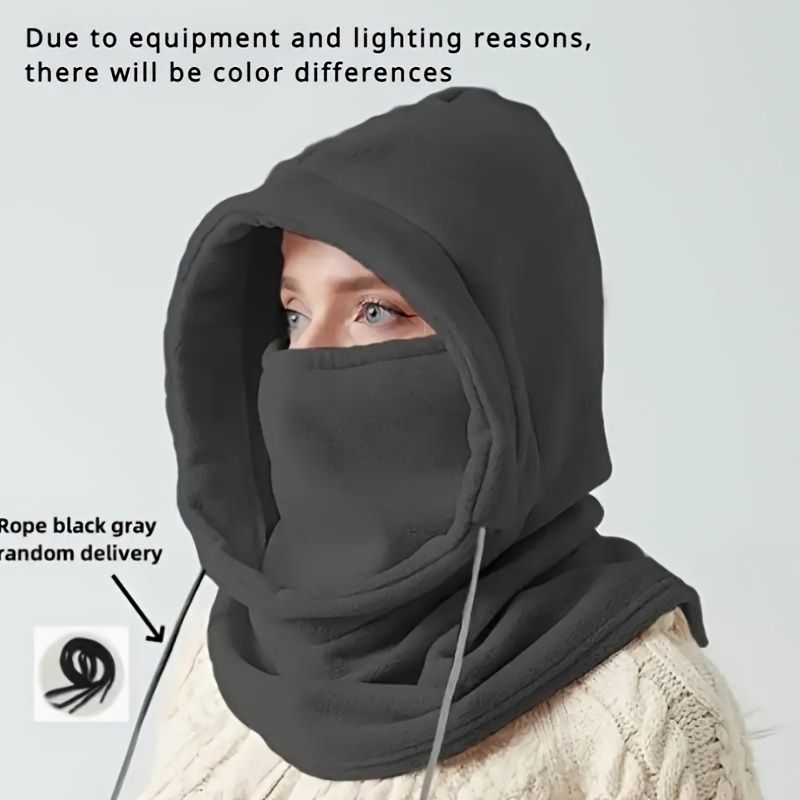 Balaclava de iarnă unisex, glugă tricotată - mască rezistentă la vânt cu șnur, căciulă tricotată caldă pentru motocicletă, vreme rece_voghion.com