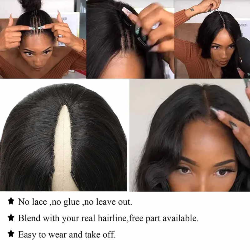 V Part Full Machine Body Wave Human Hair Wigs Remy Hair Brazilian Natural Color Upgrade Wigs 180% Density_voghion.com