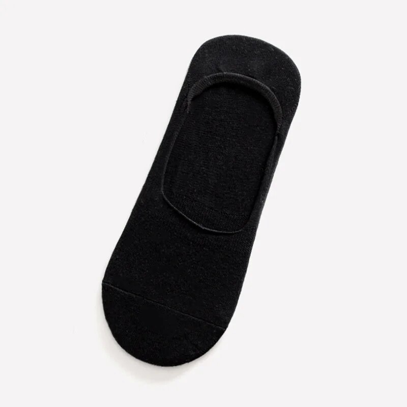 5 paires hommes bateau chaussettes été grande grande taille 38-47 antidérapant Silicone Invisible No Show chaussette pantoufles coton noir_voghion.com