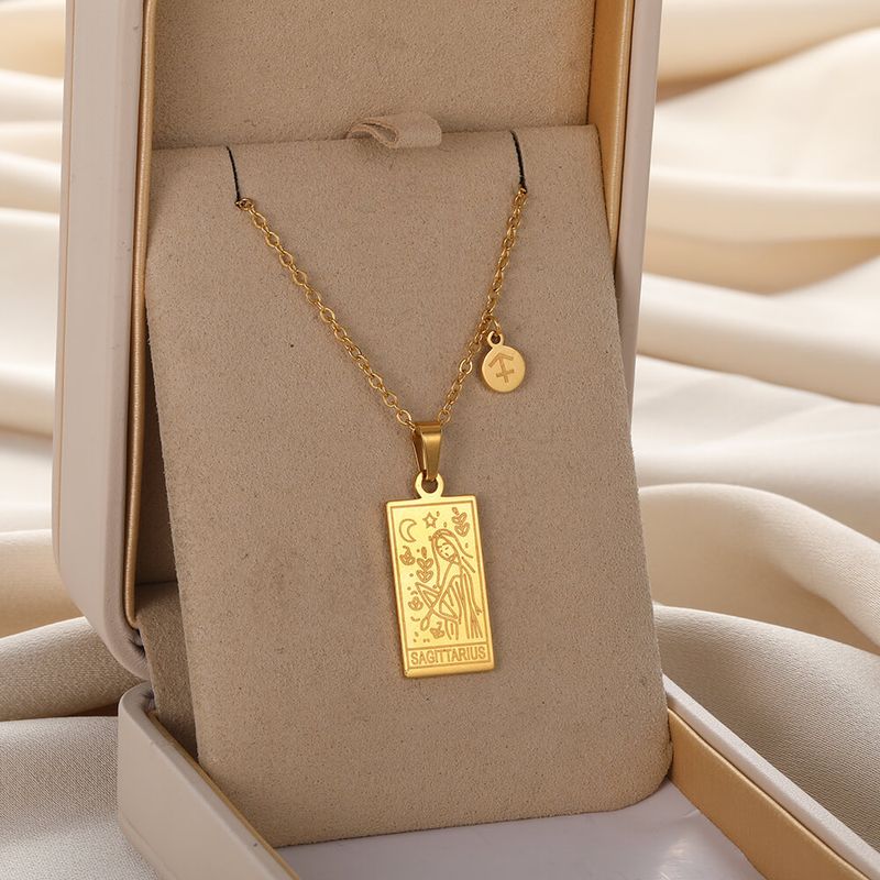 Nuova collana in acciaio inossidabile con 12 costellazioni placcata in oro e ciondolo in ottone per uomini e donne facoltosi._voghion.com