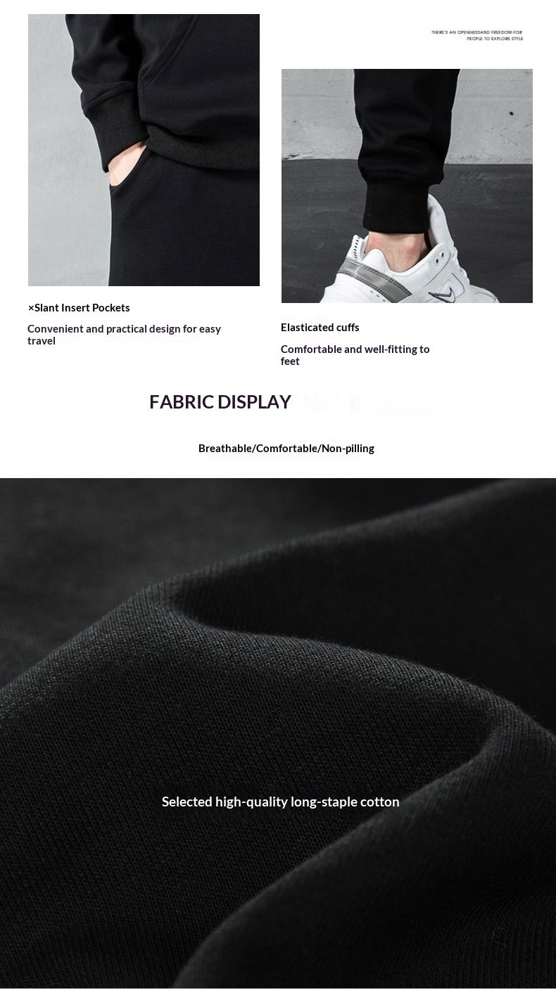 Casual Sports Suit For Men Spring Brand Solid Color Hoodie Sleeve Sweatshirt Long Pants Men's Jacket Trendy_voghion.com