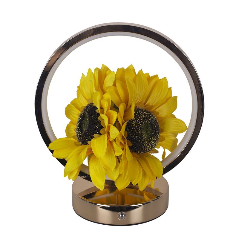 Nuova lampada decorativa a forma di fiore di girasole simulato rotondo, lampada da comodino da scrivania di alta qualità, ricaricabile Ni_voghion.com
