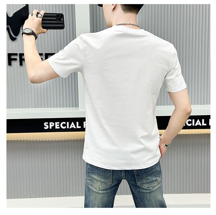 2024 T-shirt girocollo di lusso per uomo di alta qualità con lettere a caldo e stampa a diamante, traspirante, vestibilità aderente, marchio di moda corto_voghion.com