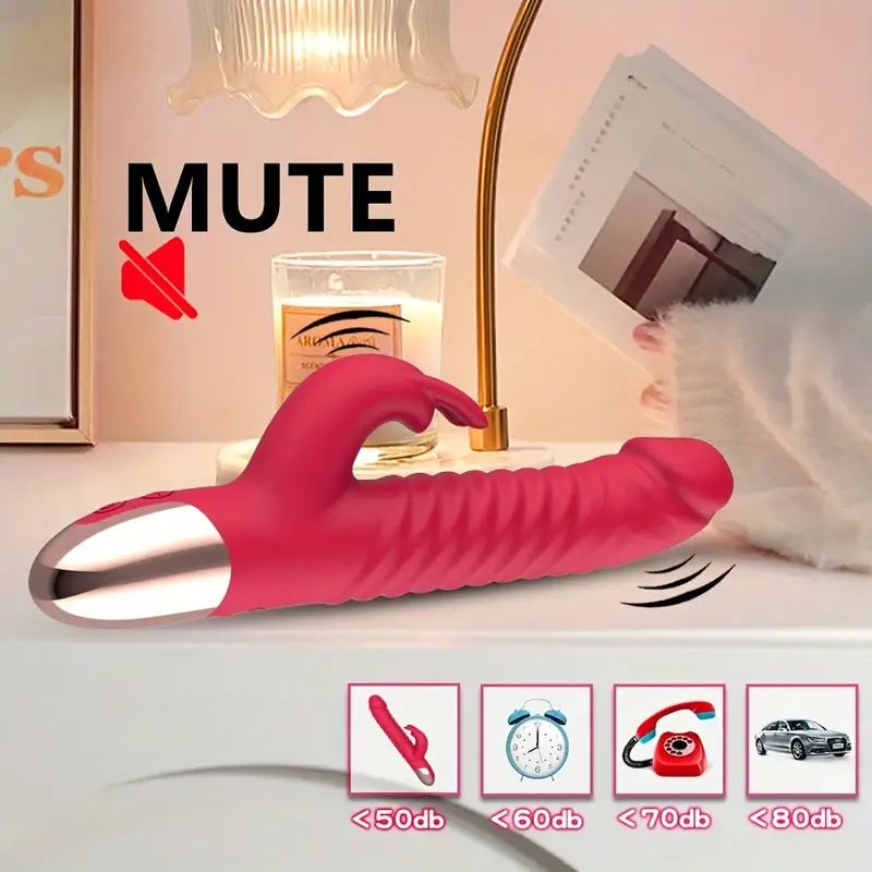 1pc vibrateur de lapin de poussée, vibrateur de gode en Silicone réaliste à charge magnétique télescopique et rotatif 10 Modes de vibration jouets sexuels pour femmes_voghion.com