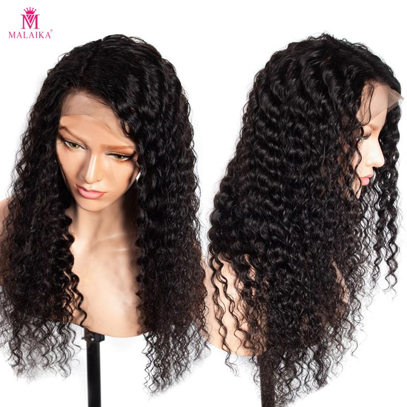 Haar, 180 % Dichte, tiefe Wellen, Spitzenperücken, Echthaar, Schwarz, 33 x 10 cm, 61 cm lange Perücken, brasilianische Naturfarbe, vorgezupft mit Babyhaar_voghion.com