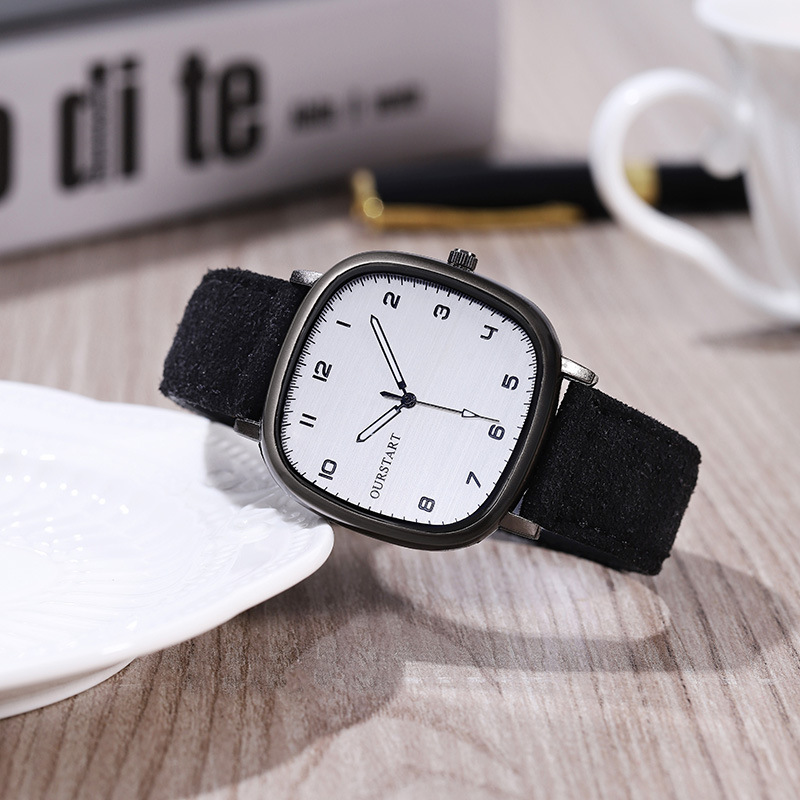 Simple Casual Suede Belt Quartz Exam Unisex Watch_voghion.com