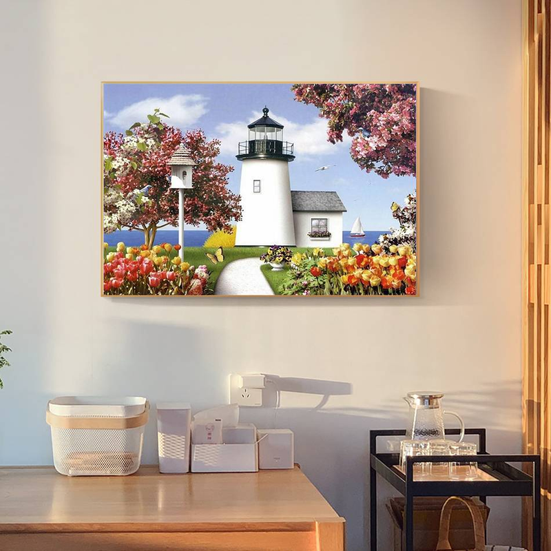 RUOPOTY moderne verf op nummer kits canvas schilderij witte pagode landschap verf voor het schilderen uniek cadeau _voghion.com