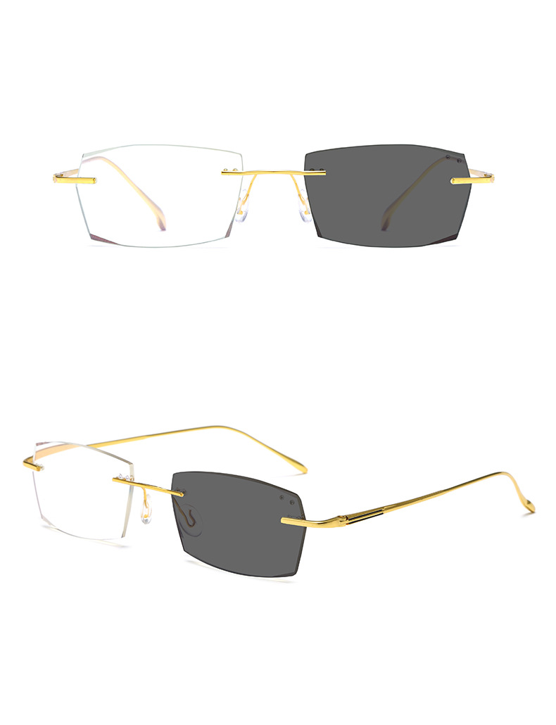 Occhiali da presbiopia unisex con bordo tagliato a luce blu con diamanti e occhiali da presbiopia senza cornice, occhiali da presbiopia per uomo e donna che cambiano colore_voghion.com