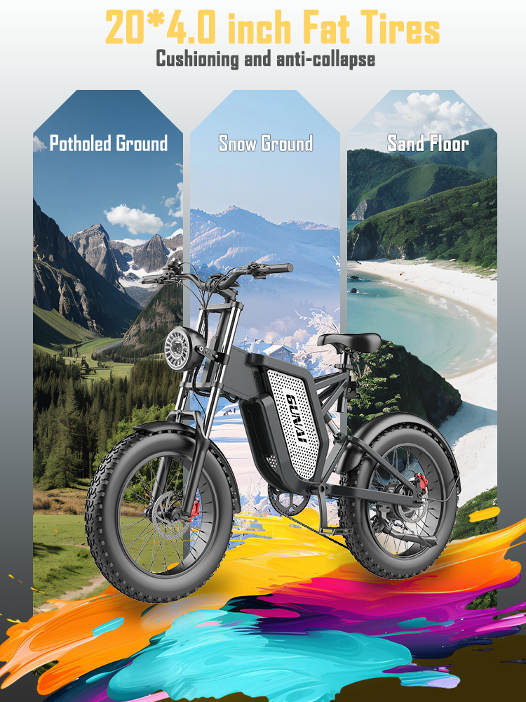 UNAI MX25 20" Fat Tire Elektrovelo fir Erwuessener 1000W 25Ah Vollfederung E-Vëlo Crossbike_voghion.com