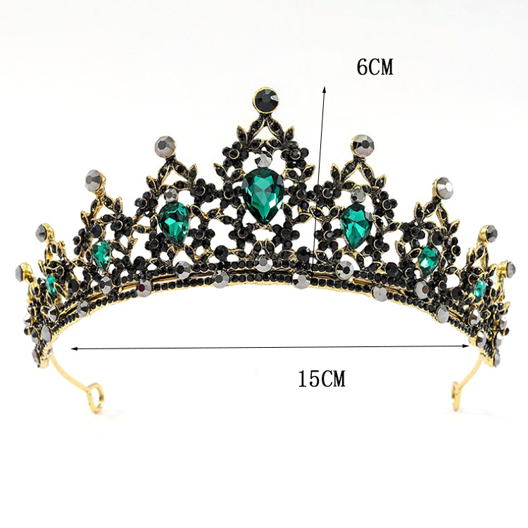 Coroană de mireasă cu pietre prețioase negre nobile, cu diamant, din aliaj, pentru coafură de nuntă, accesorii de păr, coroană de seară pentru banchet_voghion.com