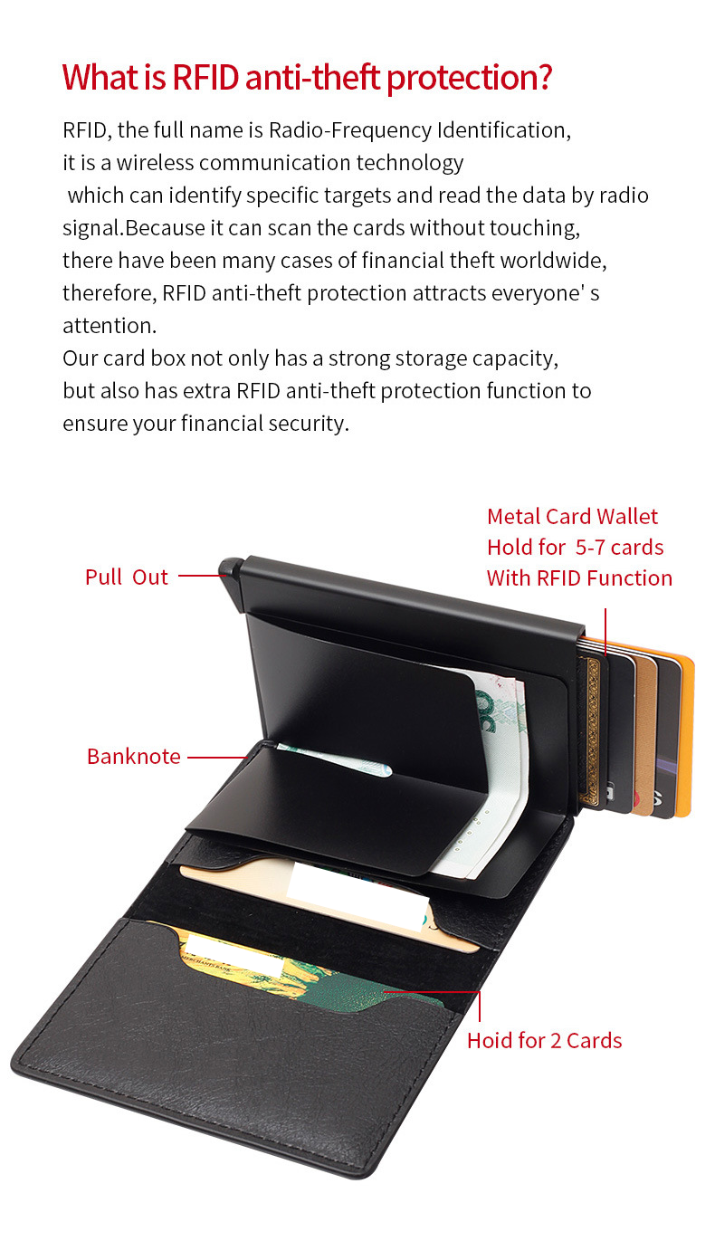 Kaarthouder Portemonnee Portemonnees Koolstofvezel Kaart Tas Anti-diefstal Borstel RFID Automatische Clip Kaart Aluminiumlegering Pu Kaart Tas Portemonnee_voghion.com