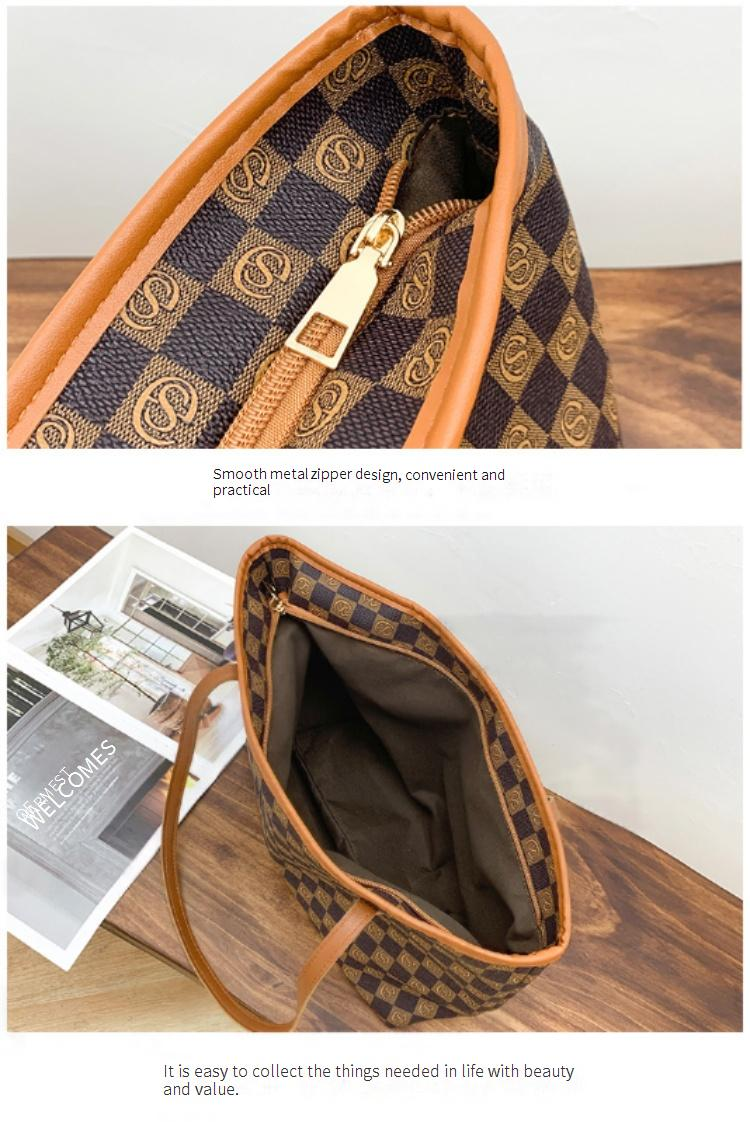 Passendes Tragetaschen- und Geldbörsenset für Damen – Übergroße 18-Liter-Tasche mit Schachbrettmuster + Münzbörse (wasserdichtes Polyester)_voghion.com