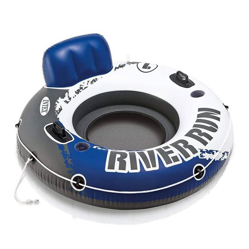 Asiento inflable con respaldo circular de agua azul, estilo europeo y americano, individual, doble y grueso, para playa y piscina._voghion.com