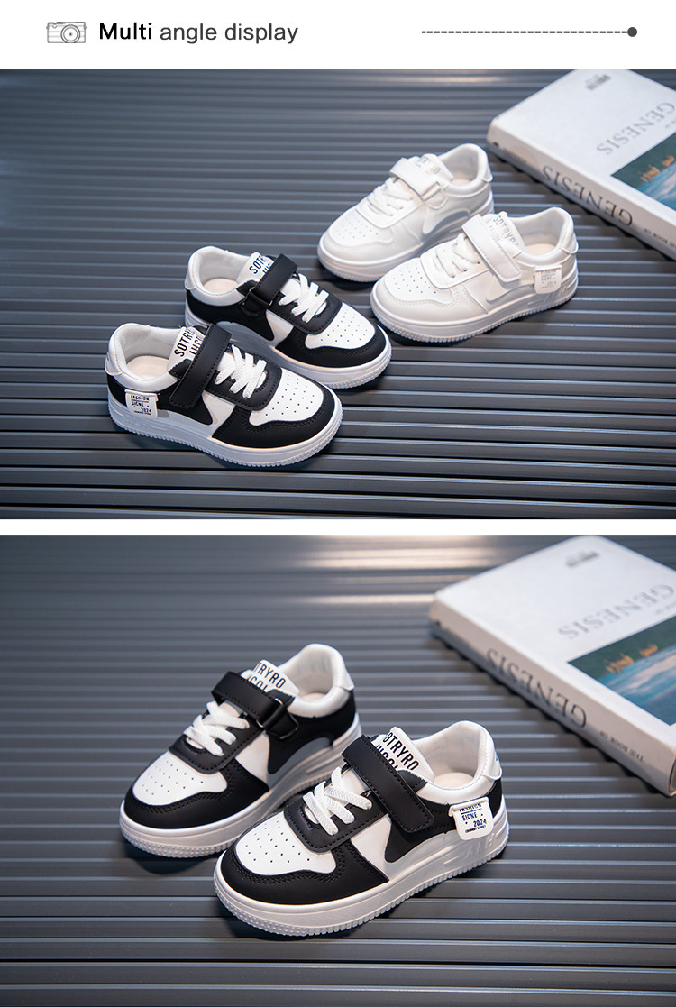 Kids' Shoes Spring And Autumn New Casual All Match Children's Sneakers Velcro Soft Soled White Shoes Boys' Sports Shoes_voghion.com