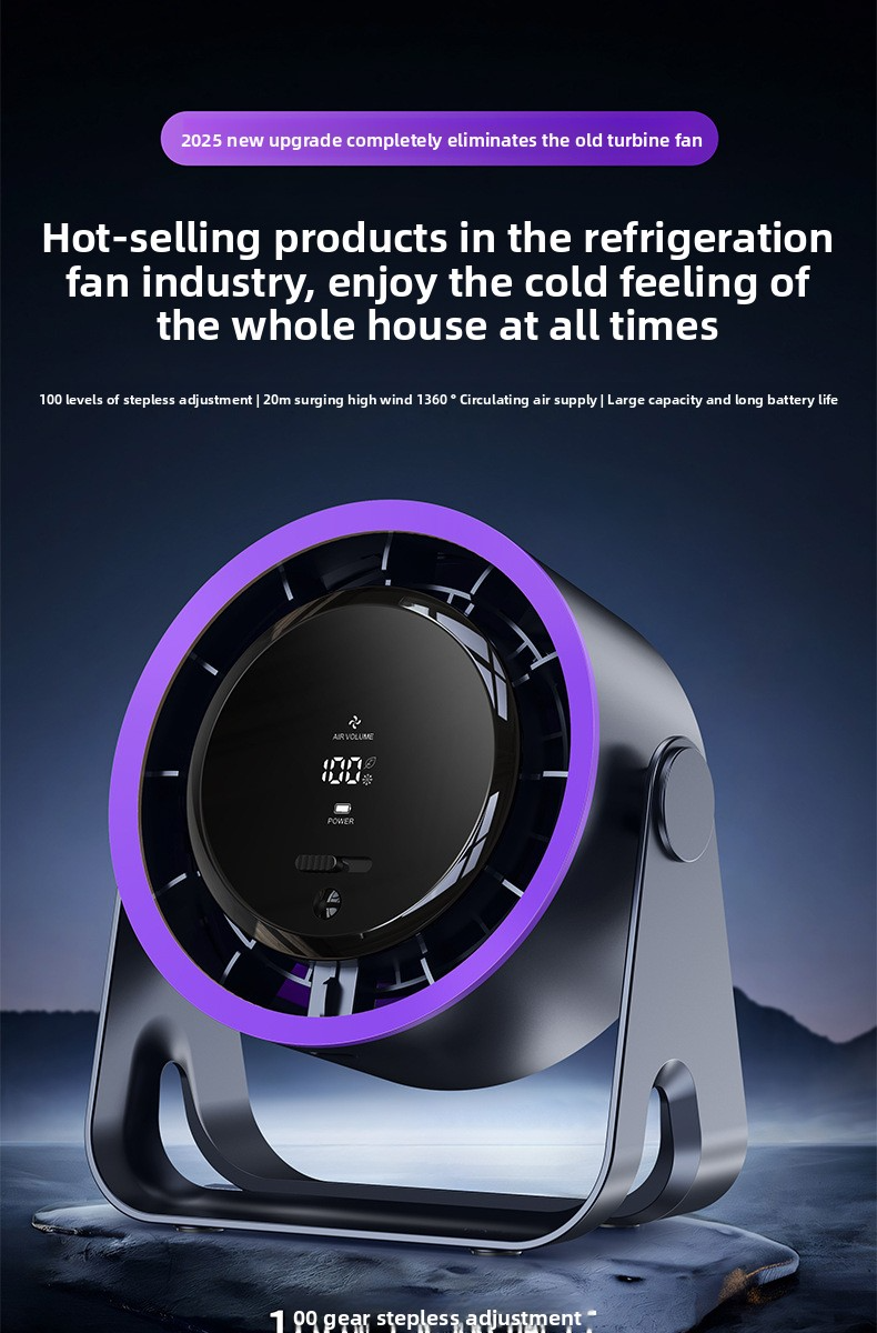 Ventilateur de bureau, chargement USB, affichage numérique, silencieux, pour bureau, dortoir, vent fort, petit format_voghion.com