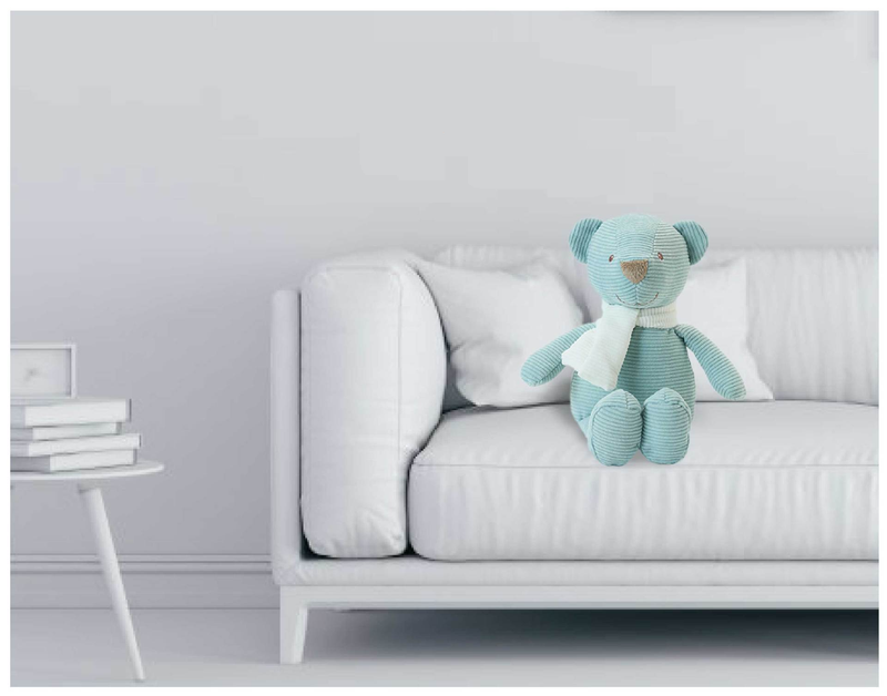Stuffed Plush Animals Doll Soft Life Blue Corduroy Scarf Bear Doll Baby Soothing Plush Toy No Hair Dropping Spot_voghion.com