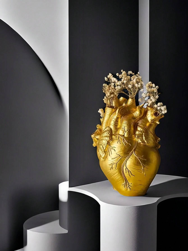 Gothic Anatomische Herzvase aus Kunstharz, realistisches, böses Design, dekorativer Vintage-Blumenständer für den Innen- und Außenbereich, Gothic-Wohndekor_voghion.com