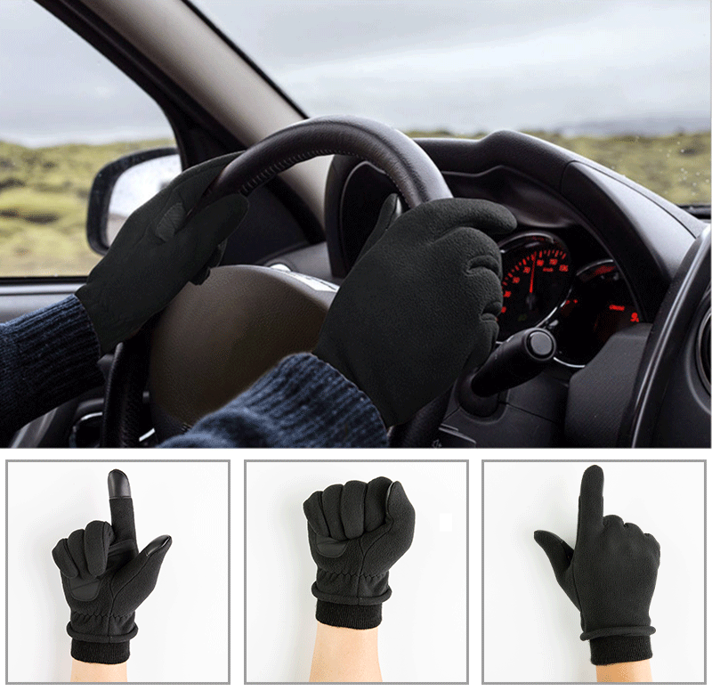 Fahrradhandschuhe, warm, für den Winter, aus Polarfleece, Unisex, für Skifahren im Freien, winddicht, kältebeständig, Touchscreen-Handschuhe für Elektrofahrzeuge_voghion.com