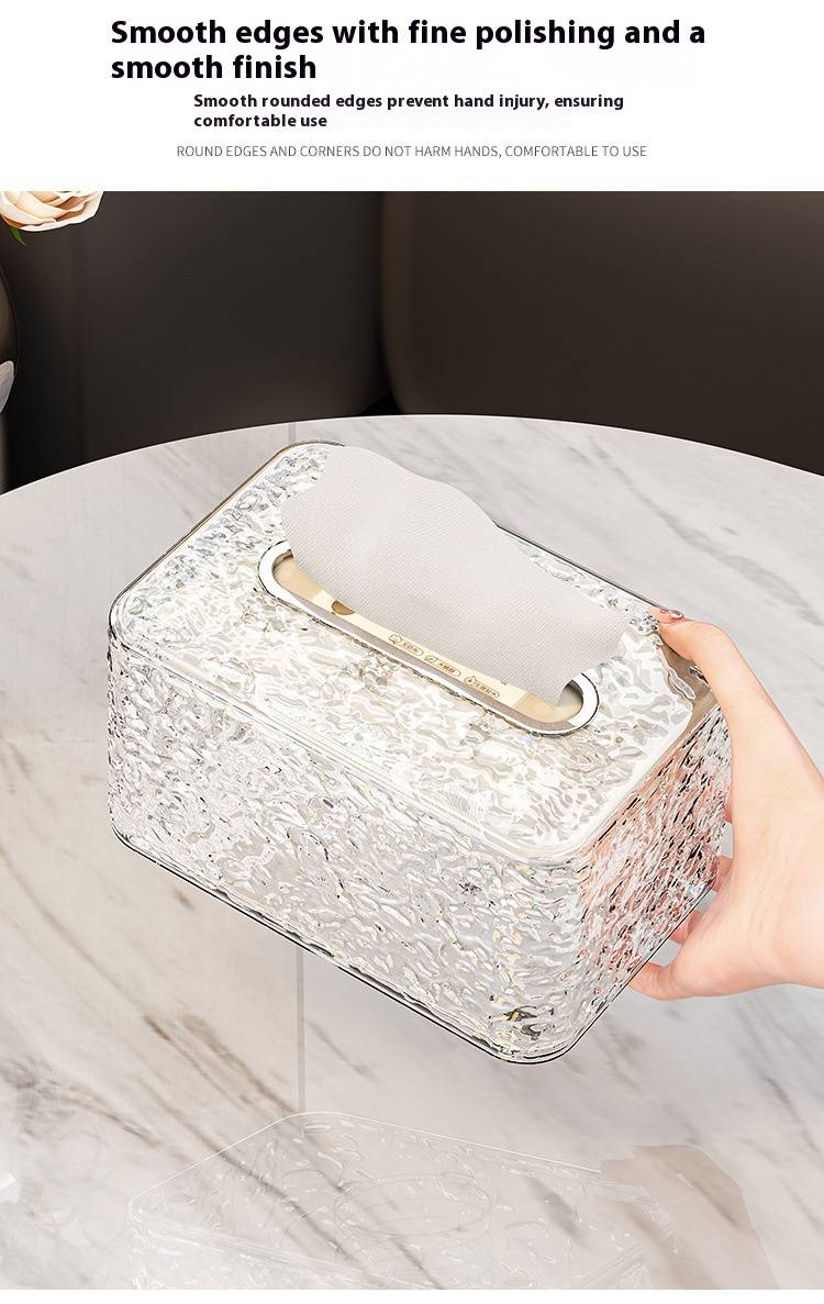 Porta fazzoletti a molla – Design con sollevamento automatico per un'estrazione fluida, adatto per auto, soggiorni e bagni (argento/grigio trasparente)_voghion.com
