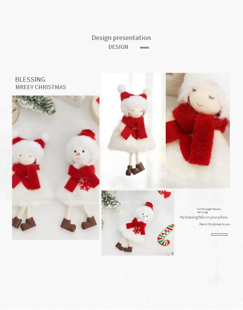 Weihnachtsdekorationsset – süßer Schneemann, Weihnachtsmann und Engelspuppen, handgefertigter Baumschmuck für die Feiertagsdekoration_voghion.com