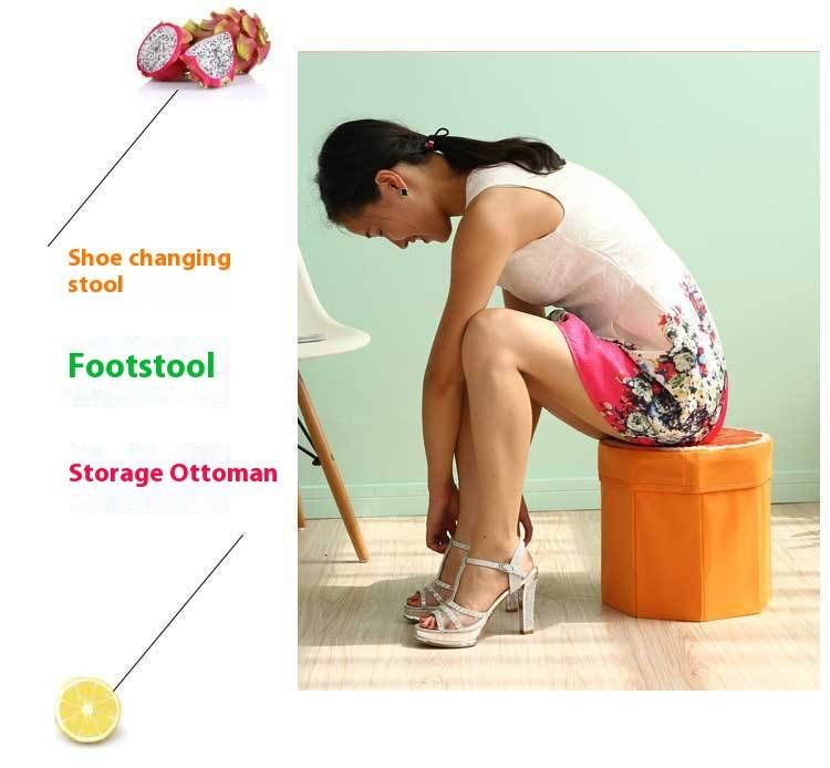 Foldable Fabric Storage Stool - Multi-Fruit & Tree Stump Design, 100kg Capacity, Space-Saving Kids Seat (29x30cm)_voghion.com