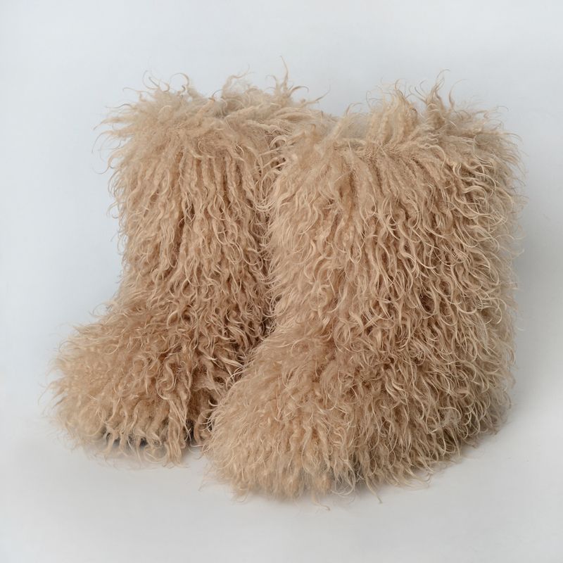 Winterstiefel, Damen-Winterstiefel bis zur Wade, Fell-Schneestiefel, grenzüberschreitend aus Europa und Amerika_voghion.com