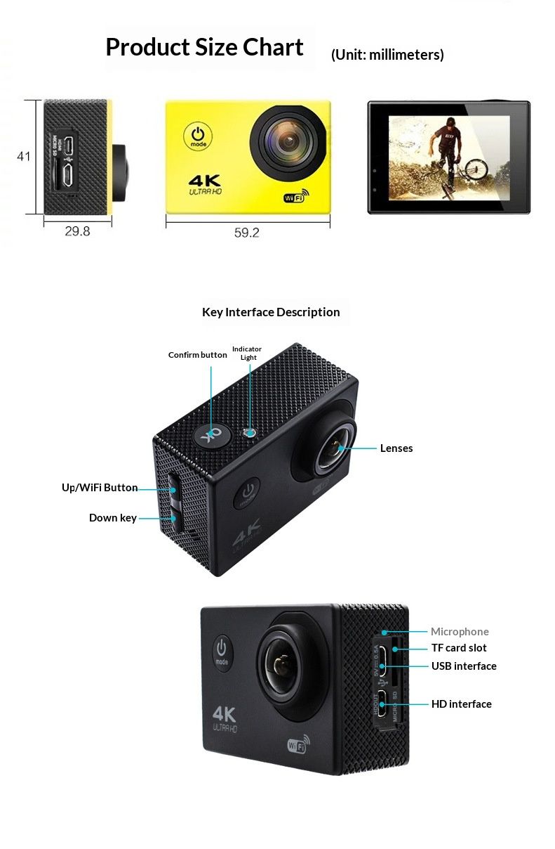 4K Ultra HD Action Camera met wifi - Waterdichte 40m Sport DV voor duiken, fietsen en extreme avonturen, EIS-stabilisatie en 170° groothoeklens_voghion.com