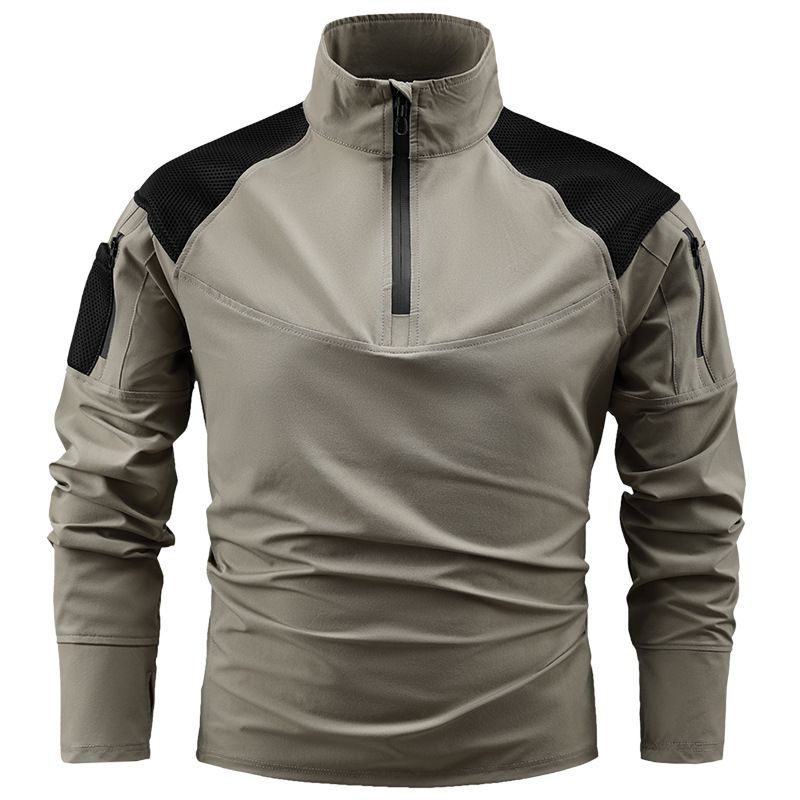 Autumn Outdoor Casual Sports Stand-Up Collar Long-Sleeved Sweatshirt, Ice Silk Elastic Quick-Drying Men's Zipper_voghion.com
