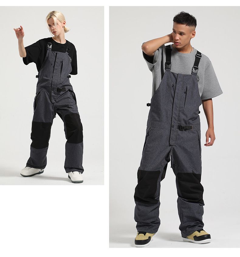 Neue Trägerhose Damen, lockerer, wasserdichter, atmungsaktiver, warmer, verschleißfester einteiliger Skianzug für Herren, Doppelbrettsport_voghion.com