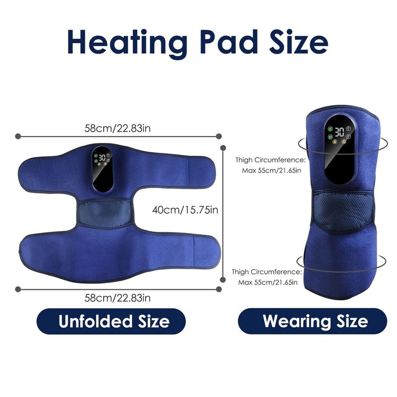 Cordless Knee Massager Heated Knee Brace Wrap Electric Knee Heating Pad With 5-Level Heating 3-Level Vibration 3-Mode & 3-Level Air Compression_voghion.com