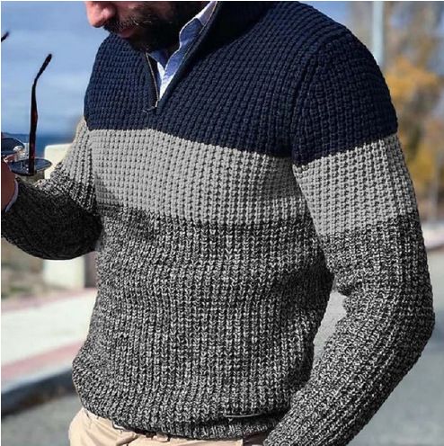 Lässiger Strickpullover Pullover Loose Fit Langarm Herbst Herrenbekleidung_voghion.com