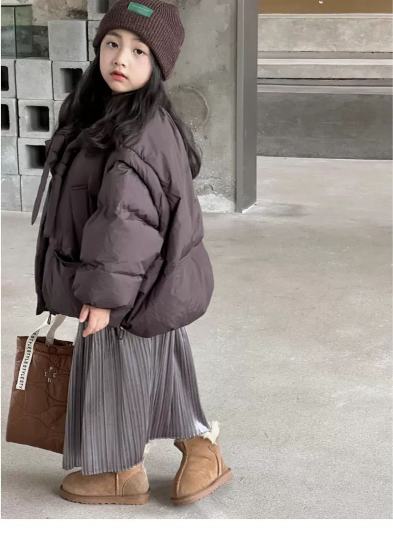 Mittelgroßer und großer Baumwollmantel für Kinder, All-Match-Baumwollmantel für kleine Mädchen, stilvolle Baumwolljacke, Wintermantel-Trend_voghion.com