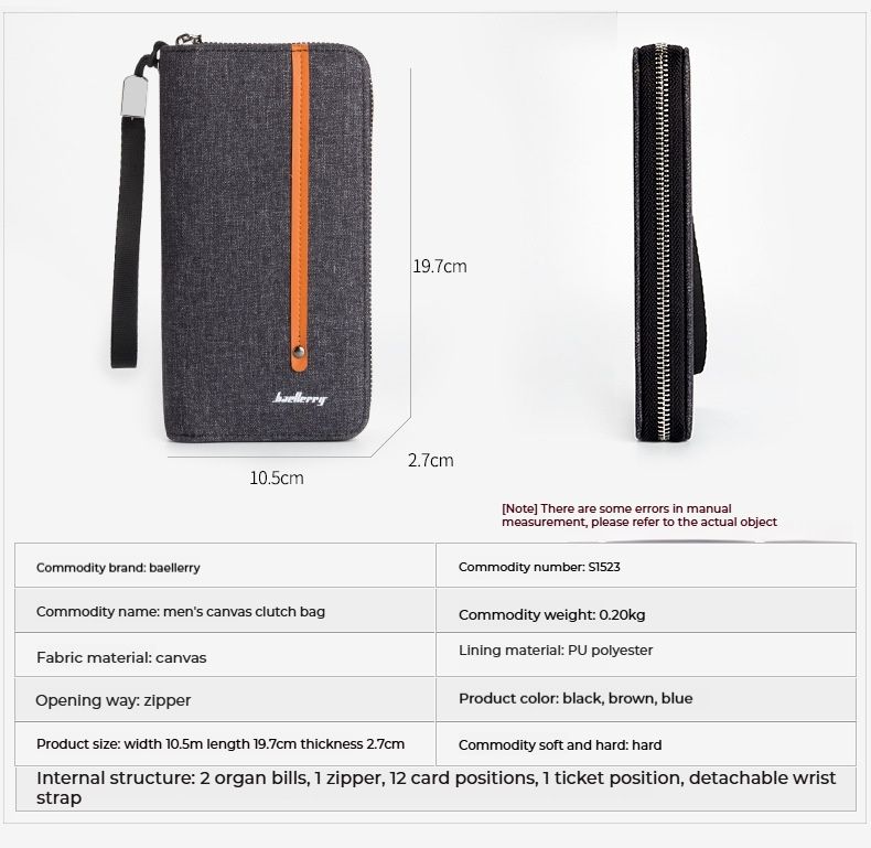 BAELLERRY Wallet/30 to 55 Years Old/new Casual Zipper Mobile Phone Bag/multifunctional Long Men's Handbag_voghion.com
