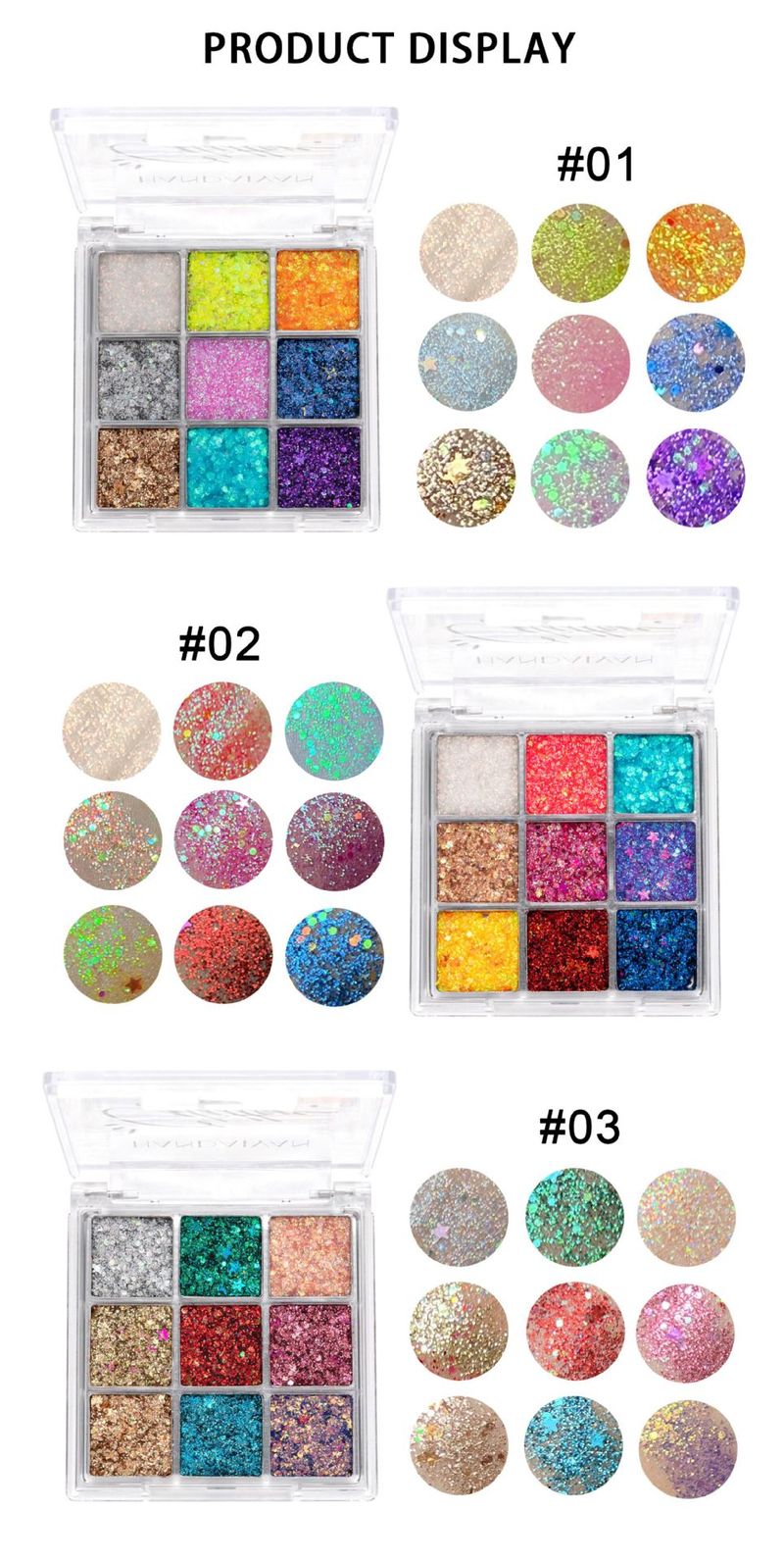 Shining Stage Makeup Dia de Ano Novo Performance Boate Shining Patch Nove Cores Lantejoulas Sombras Prato_voghion.com