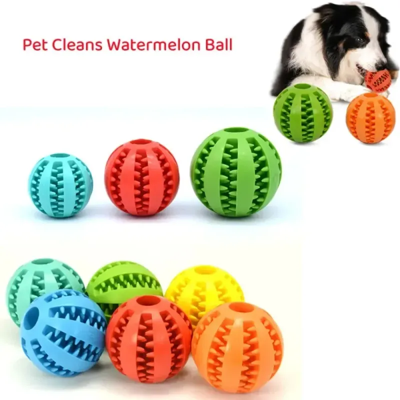 Hundespielzeug für Haustiere (7/6/5 cm) lindert Langeweile, Zähneknirschen, auslaufender Futterball, beißfest, verstecktes Futter, Wassermelonenball, kann durch Beißen nicht kaputt gehen_voghion.com