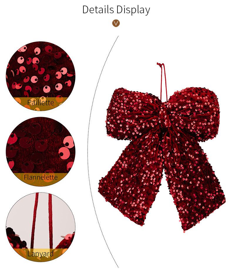 Glitter Bow Christmas Tree Ornaments – Elegant Holiday Decor For Xmas, Weddings & Parties (Large/Small, 6 Colors)_voghion.com