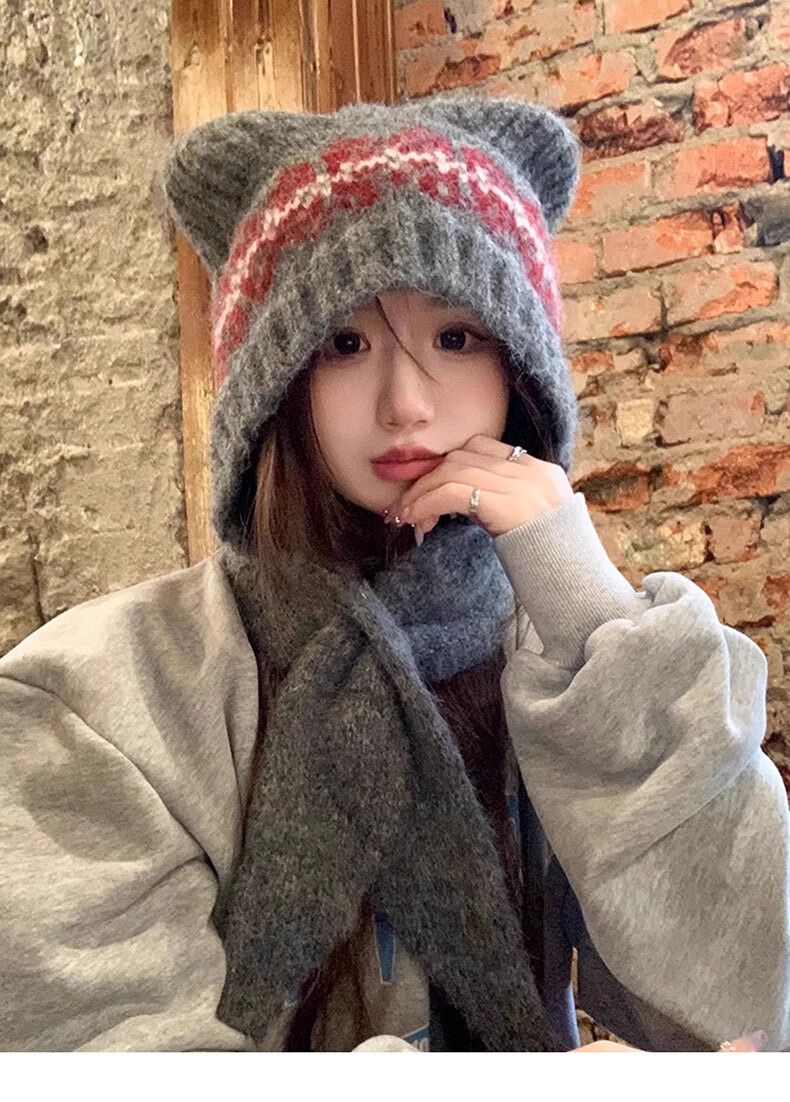 Cappello in maglia di lana jacquard da donna autunno/inverno 2025, nuovo, elegante e versatile_voghion.com