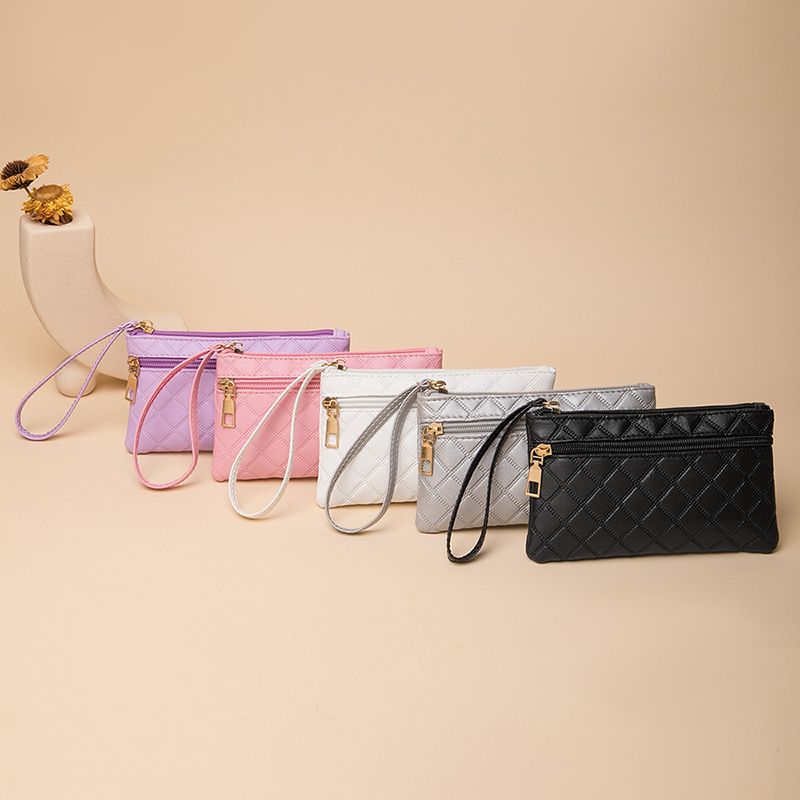 Nuovo portafoglio trapuntato per donna, stile lungo, pochette alla moda casual di grande capacità con doppia cerniera, porta telefono e porta monete_voghion.com