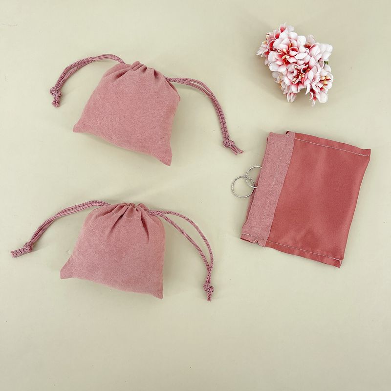 Suede Pouch Drawstring Keychain Packaging Velvet Bag Pink Coin Purse Mini Wallet_voghion.com
