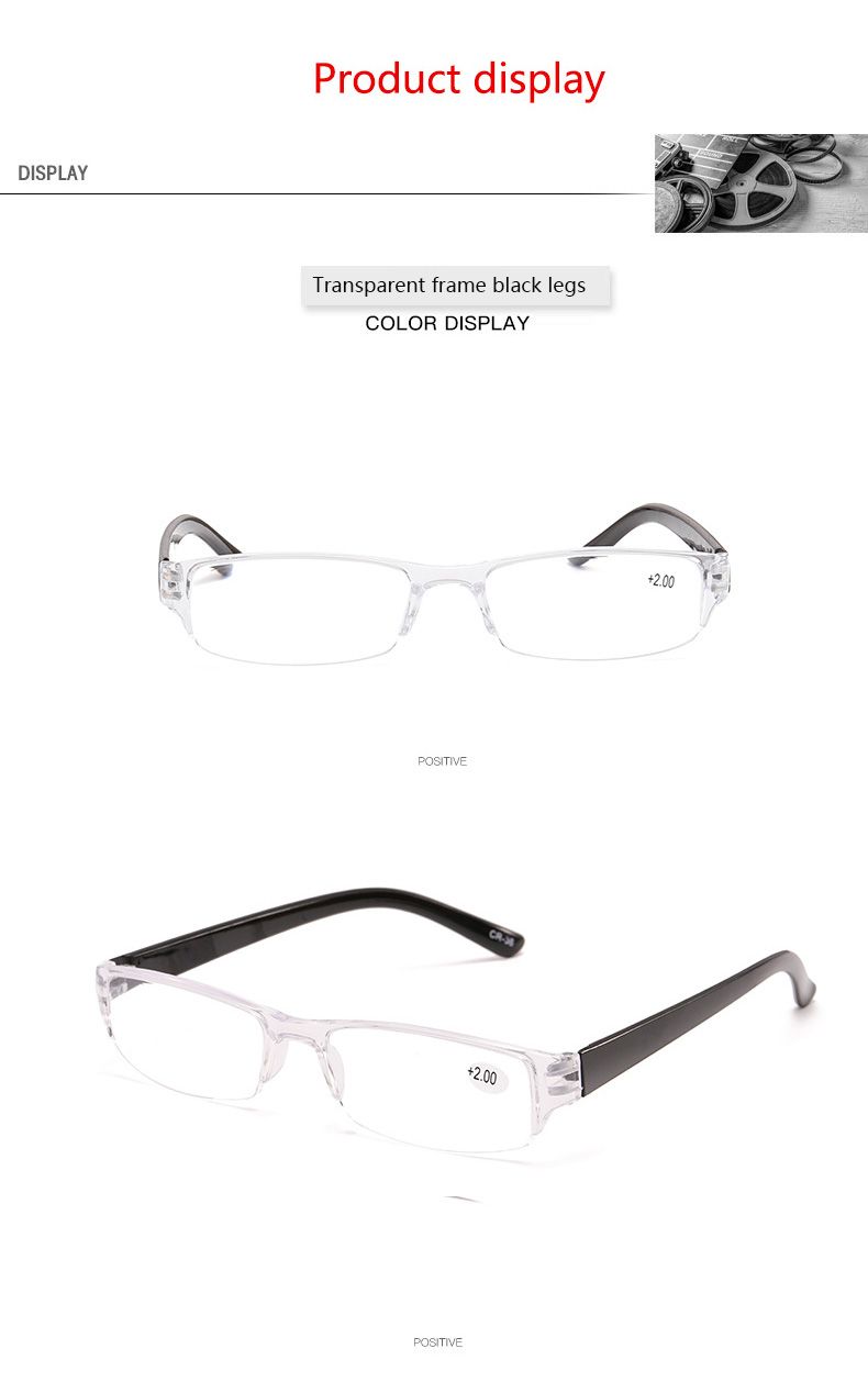 Moda Ultraleggero Trasparente Resina Lenti Plastica Colorata Gamba Rossa Specchio Occhiali da Lettura Uomo Donna Occhiali Presbiti Senza Montatura_voghion.com