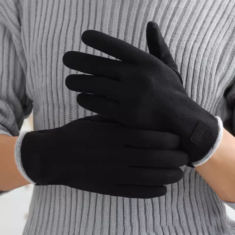 Herren-Winterhandschuhe mit Samtfutter, winddicht, Touchscreen-geeignet, kälte- und frostbeständig_voghion.com