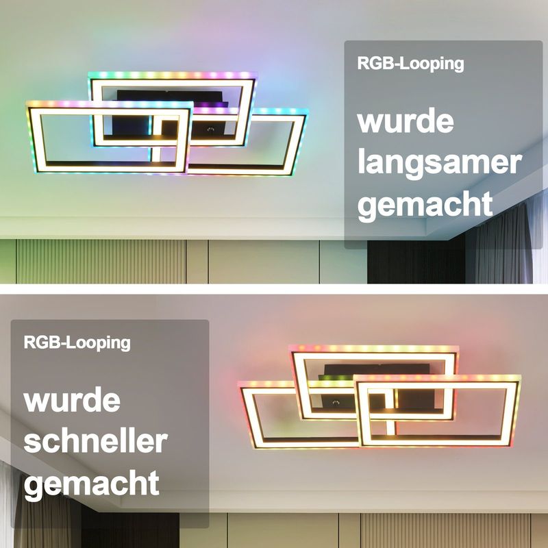Glitzerlife Deckenlampe LED Deckenleuchte Schwarz - 45W Modern Dimmbar Schlafzimmerlampe Mit Fernbedienung RGB Farbwechsel Deckenbeleuchtung Geometrisch Für Küche_voghion.com